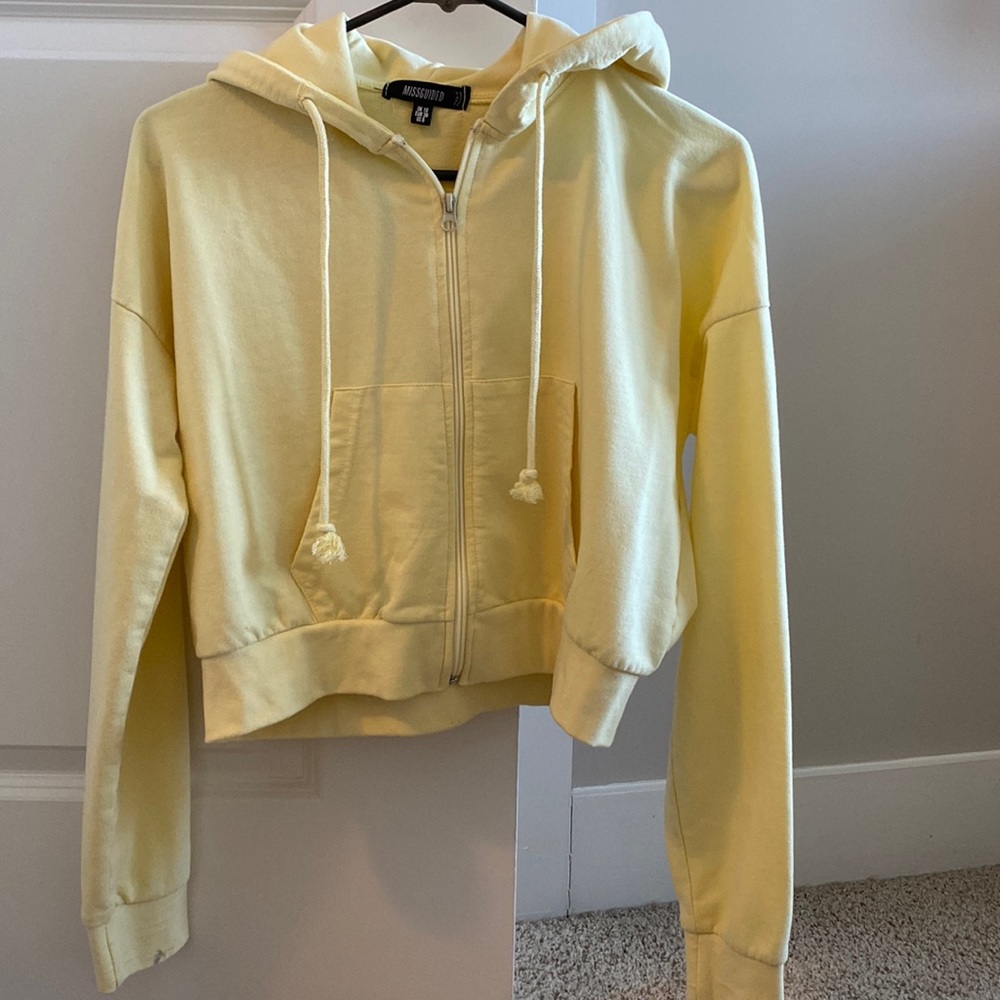 Missguided Yellow Cropped Hoodie size 6